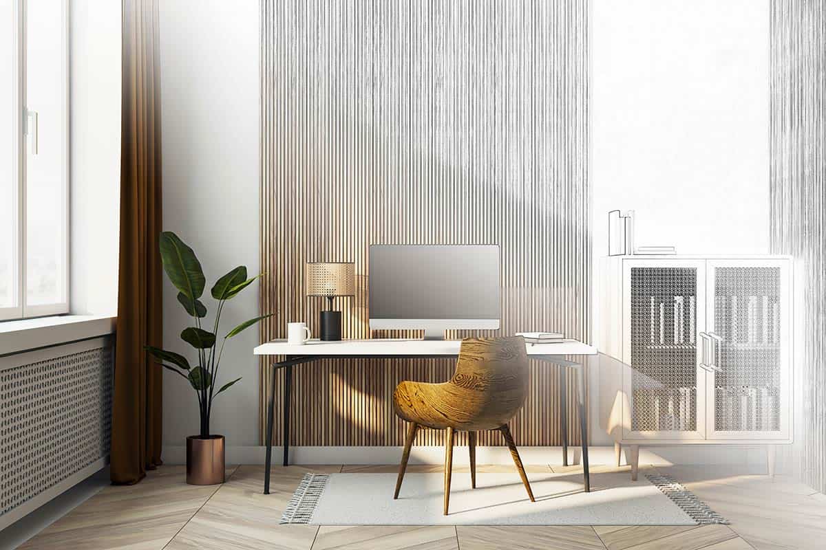 Home Office in a Small Apartment setup next to a window
